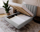 Designer Polsterbett Lunera aus Samt mat Stauraum