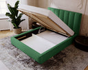 Designer Polsterbett Lunera aus Samt mat Stauraum