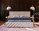 Designer upholstered bed Stellar in velvet with storage