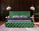 Designer upholstered bed Stellar in velvet with storage