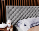 Designer upholstered bed Stellar in velvet with storage