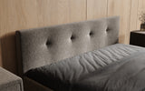 Designer Polsterbett Alva in Strukturstoff (Raven 13) in Grau – Stoff-Nahaufnahme