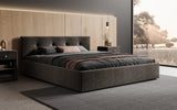 Designer Polsterbett Alva in Strukturstoff (Raven 18) in Schwarz – Milieu seitlich