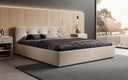 Designer Polsterbett Alva in Strukturstoff (Raven 24) in Beige – Milieu seitlich