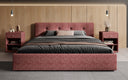 Designer Polsterbett Alva in Strukturstoff (Raven 59) in Bordeaux – Milieu frontal