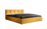 Designer Polsterbett Alva in Strukturstoff (Raven 66) in Safran – Freisteller