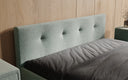 Designer Polsterbett Alva in Strukturstoff (Raven 80) in Vintage Blau – Stoff-Nahaufnahme