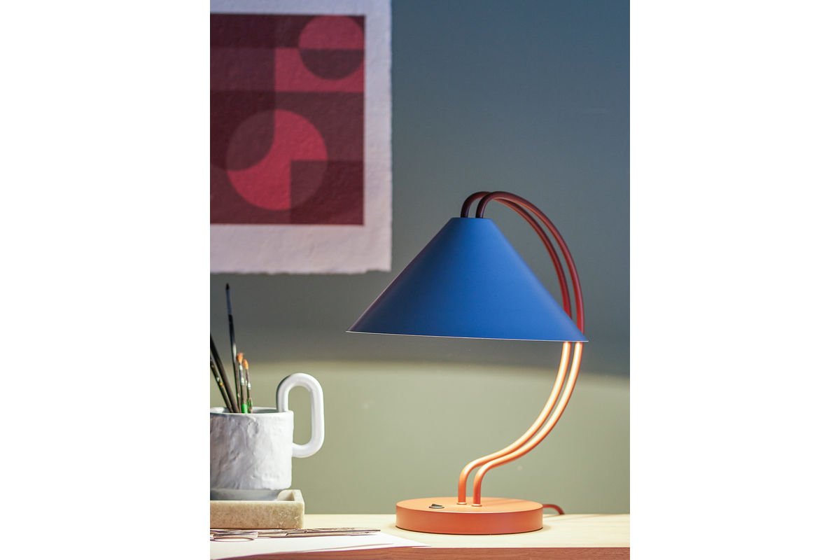 Tischlampe Yanava - Blau/Braun