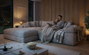 Designer Ecksofa Bernardo mit breiter Ottomane in Cord
