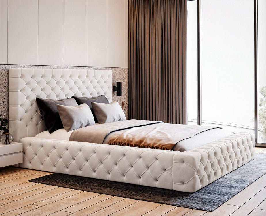 Designer Polsterbett Lana Samt mat Späicherraum