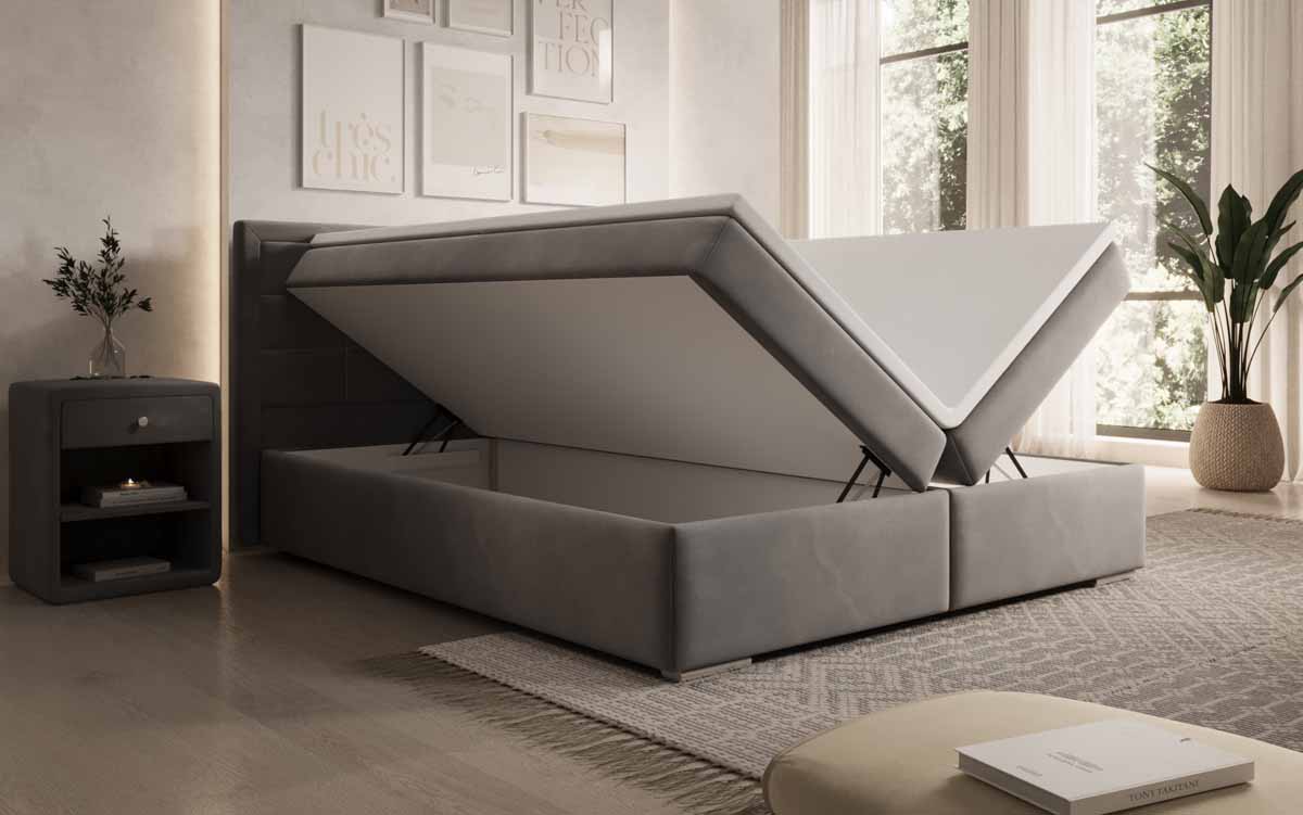 Boxspringbett Athina Samt mit Stauraum - Luxusbetten24