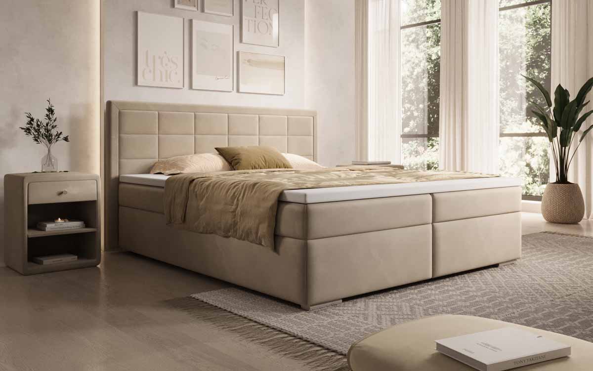 Boxspringbett Athina Samt mit Stauraum - Luxusbetten24