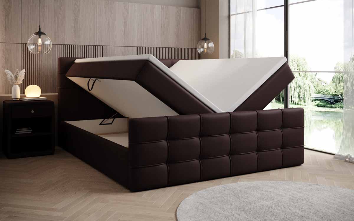 Boxspringbett Luxor Kunstleder mit Stauraum - Luxusbetten24