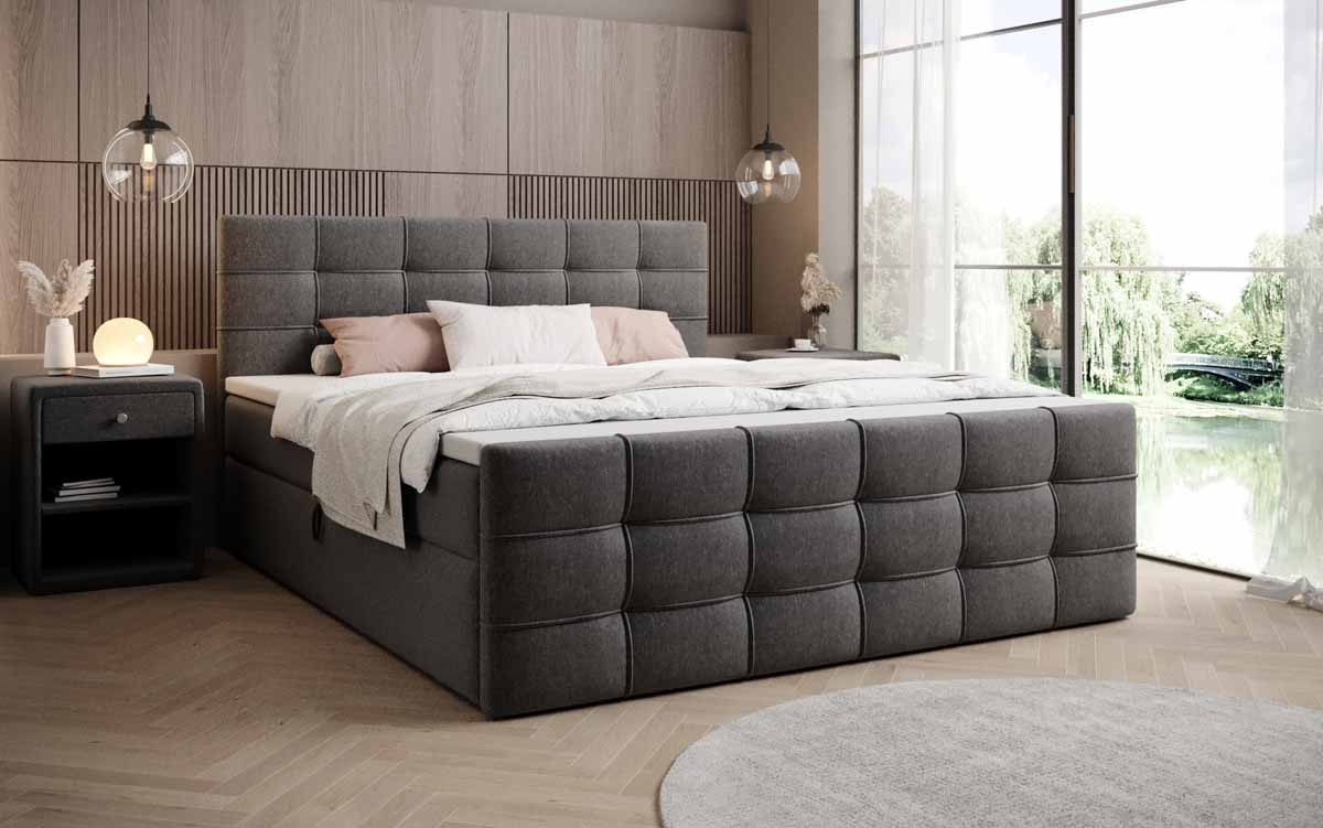 Boxspringbett Luxor Stoff mit Stauraum - Luxusbetten24