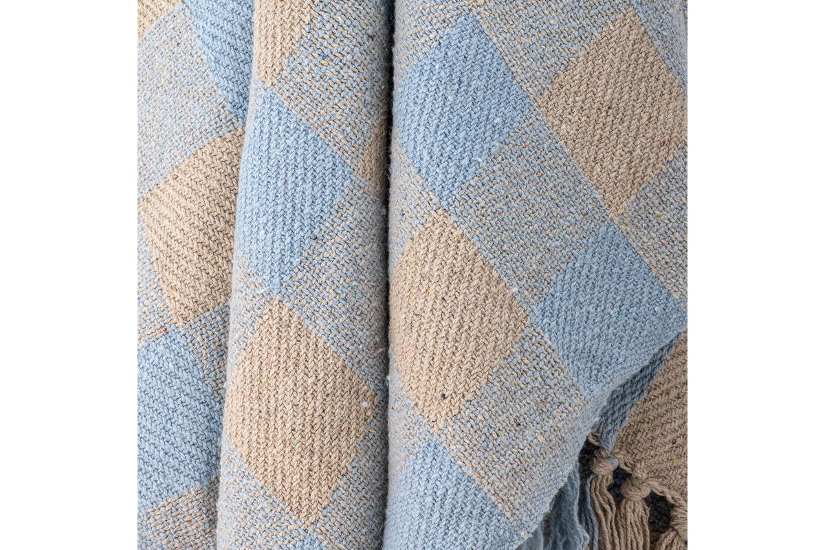 Ora Throw Blanket – Blue, made from recycled cotton