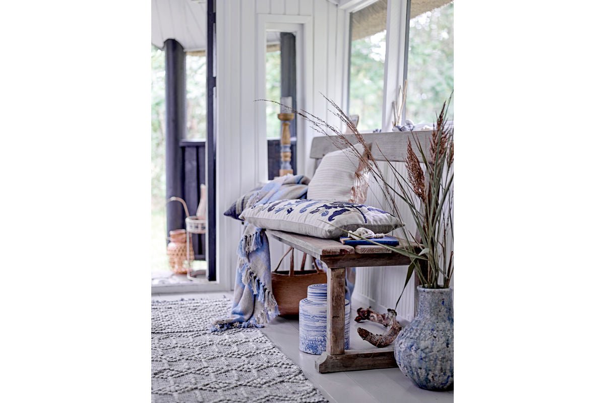 Ora Throw Blanket – Blue, made from recycled cotton