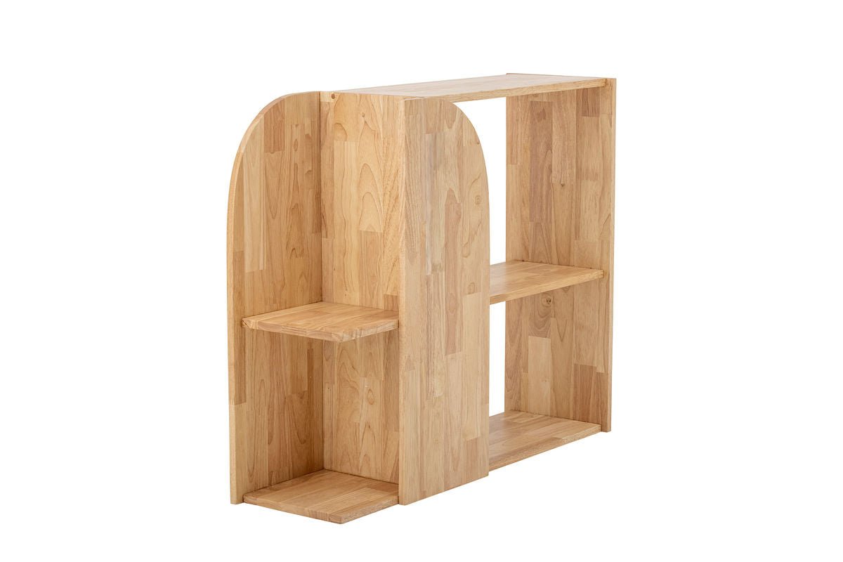 Étagère à livres Emit – Bois d'hévéa naturel au design graphique