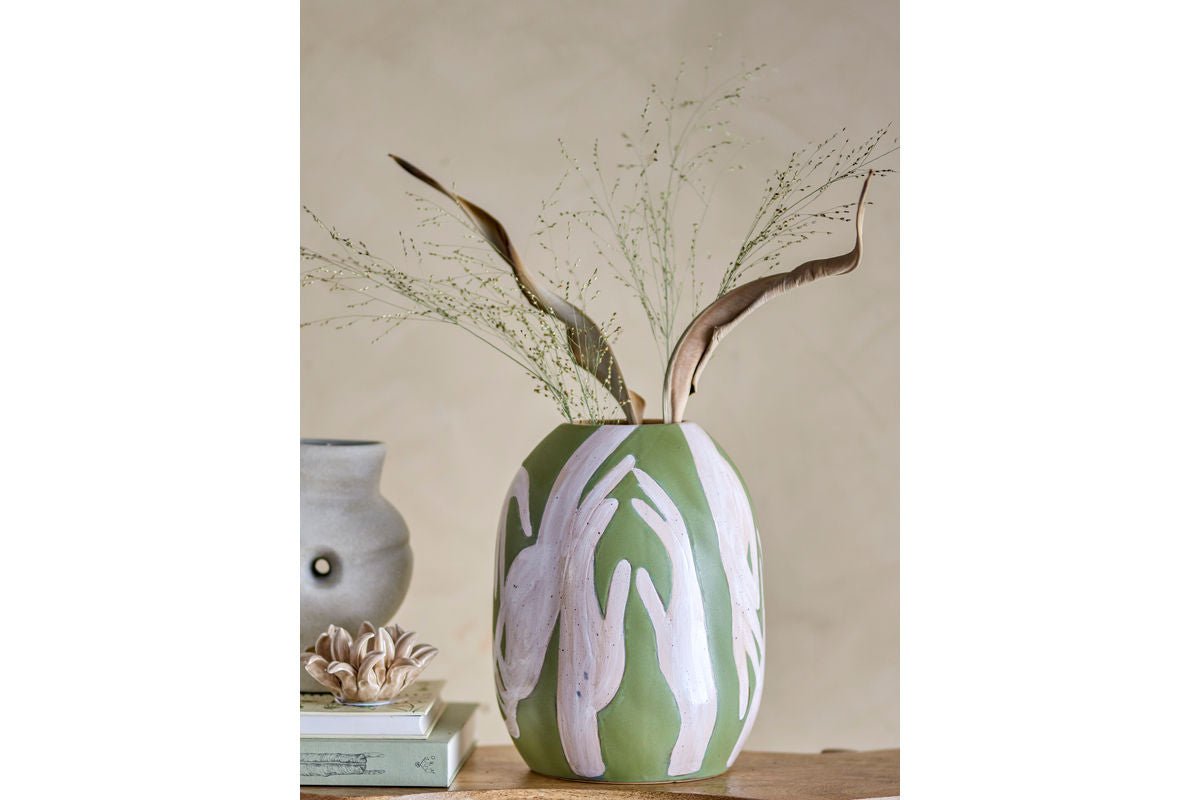 Decorative Vase "Lirena" – Green Stoneware