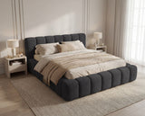 Designer Polsterbett Como in Cord mit Stauraum – Anthrazit