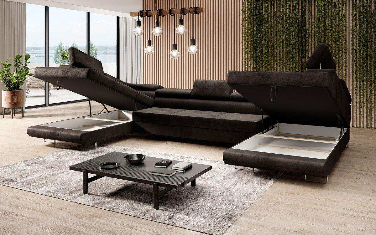 Designer Sofa Taormina mat Schloof- an Zouschloof-Funktioun a Kënschtläder