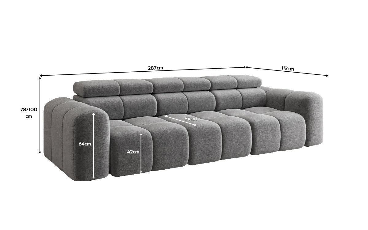 Designer 3-Seater Sofa Mia in Chenille