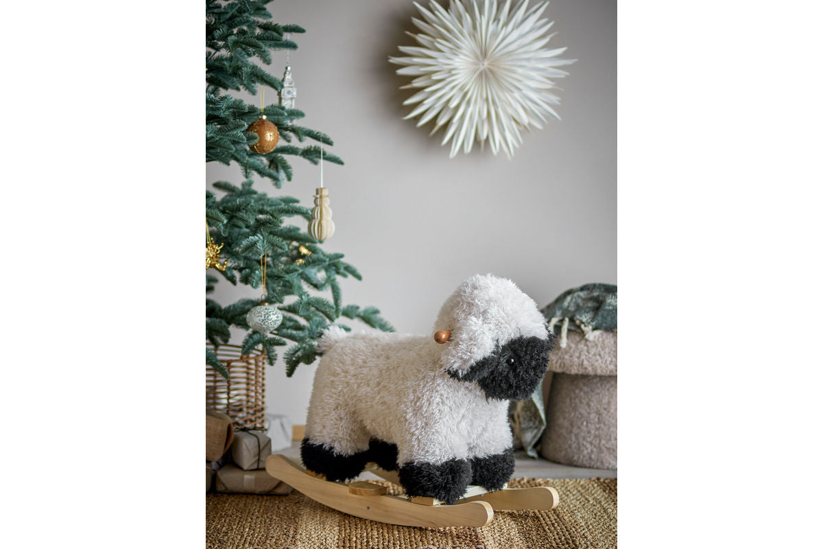 Jouet à bascule Molly – doux mouton à bascule en bois et tissu pour enfants