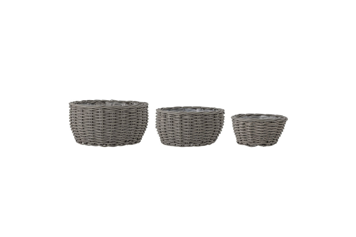 3-piece set of flower pots Gretel – made of plastic in Gray