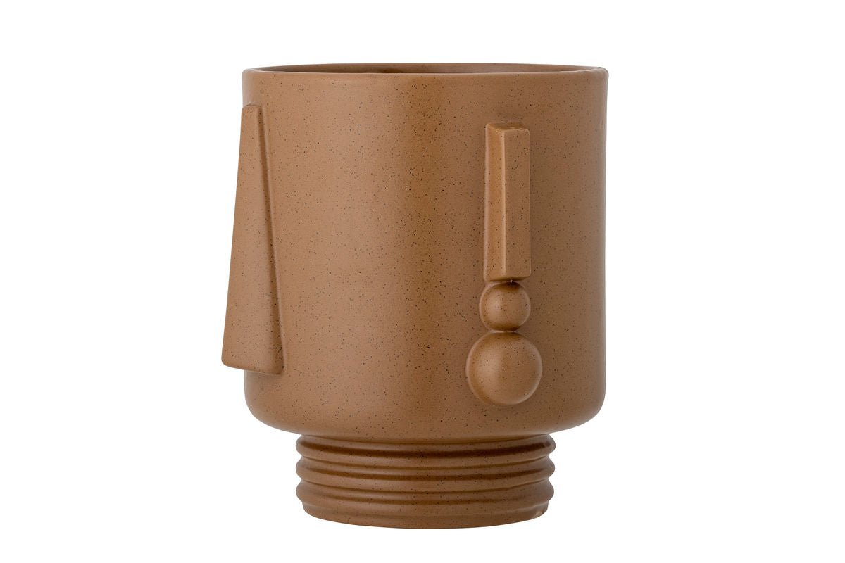 Pot de fleurs Kairo – design en grès avec détail de visage en marron