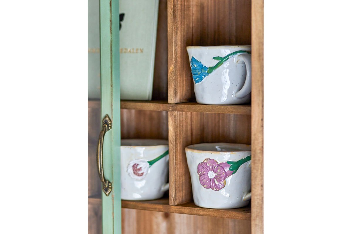 Kivon Mug Set – Floral Motif Stoneware (3-piece)