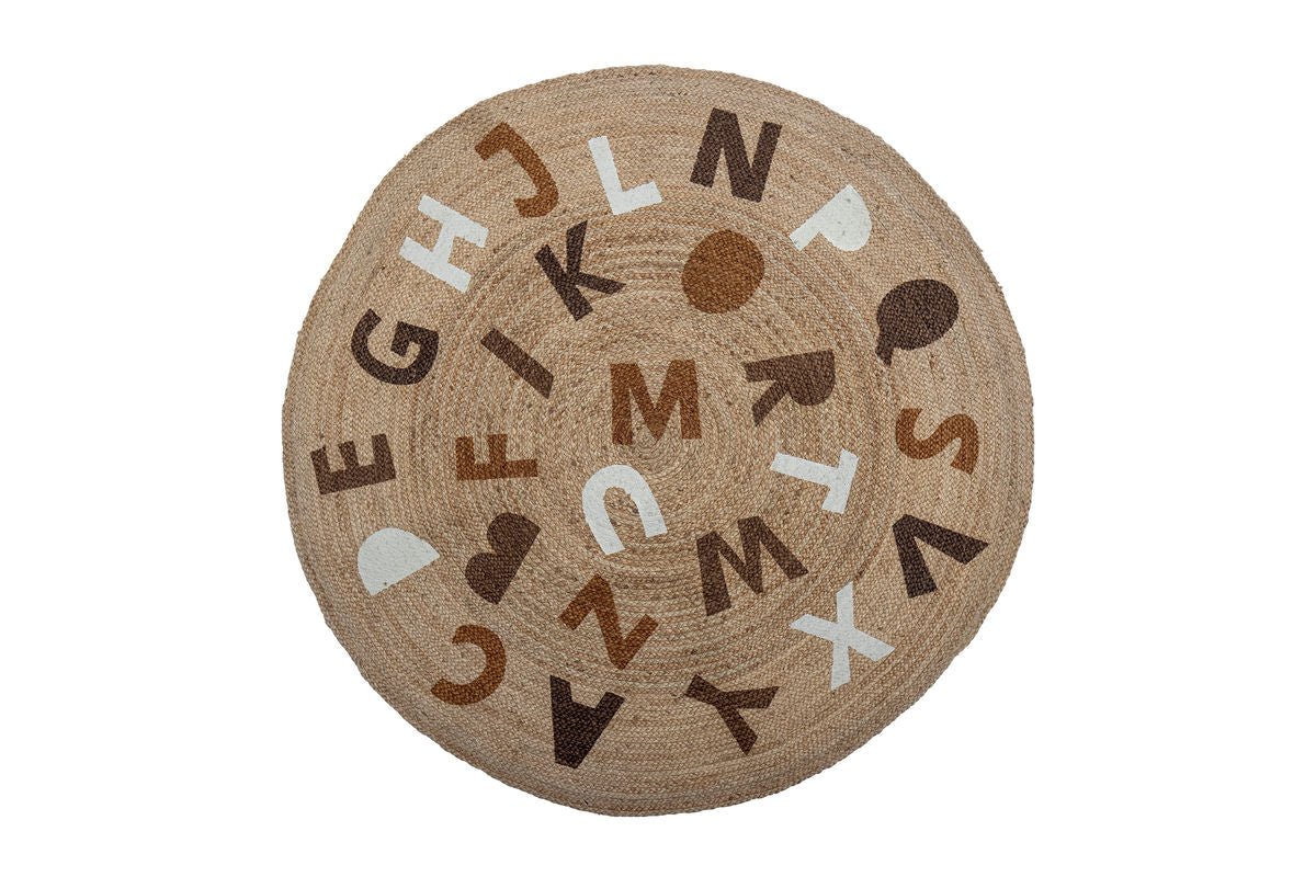 Kanner-Teppe „Letter“ – Natierlech faarwege Juteteppich