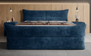 Boxspringbett Elea Cord in Blau (Poso 005) – Milieu frontal