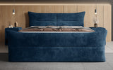 Boxspringbett Elea Cord in Blau (Poso 005) – Milieu frontal