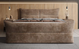 Boxspringbett Elea Cord in Braun (Poso 006) – Milieu frontal