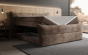 Boxspringbett Elea Cord in Braun (Poso 006) – Stauraum geöffnet