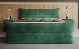 Boxspringbett Elea Cord in Grün (Poso 014) – Milieu frontal