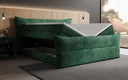 Boxspringbett Elea Cord in Grün (Poso 014) – Stauraum geöffnet