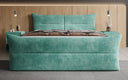 Boxspringbett Elea Cord in Vintage Blau (Poso 026) – Milieu frontal