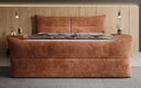 Boxspringbett Elea Cord in Terrakotta (Poso 039) – Milieu frontal