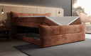 Boxspringbett Elea Cord in Terrakotta (Poso 039) – Stauraum geöffnet