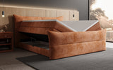 Boxspringbett Elea Cord in Orange (Poso 040) – Stauraum geöffnet