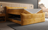 Boxspringbett Elea Cord in Amber (Poso 042) – Stauraum geöffnet
