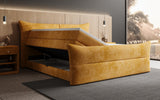 Boxspringbett Elea Cord in Amber (Poso 042) – Stauraum geöffnet seitlich