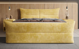 Boxspringbett Elea Cord in Safran (Poso 043) – Milieu frontal