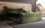 Boxspringbett Elea Cord in Olive (Poso 046) – Stauraum geöffnet seitlich
