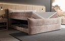 Boxspringbett Elea Cord in Rosé (Poso 052) – Stauraum geöffnet