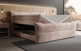 Boxspringbett Elea Cord in Rosé (Poso 052) – Stauraum geöffnet
