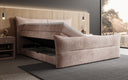 Boxspringbett Elea Cord in Rosé (Poso 052) – Stauraum geöffnet seitlich