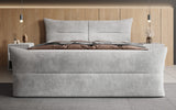 Boxspringbett Elea Cord in Hellgrau (Poso 055) – Milieu frontal