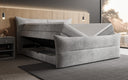 Boxspringbett Elea Cord in Hellgrau (Poso 055) – Stauraum geöffnet