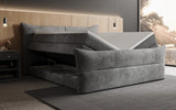 Boxspringbett Elea Cord in Grau (Poso 060) – Stauraum geöffnet